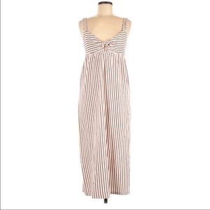 Zara Burgundy Cream Striped Midi Dress
